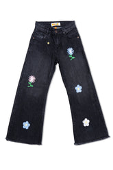 Dark wide-Leg Denim Jeans for girls